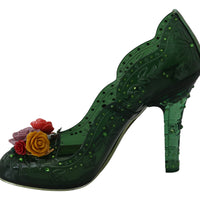 Green Floral Crystals Heels Pumps Shoes