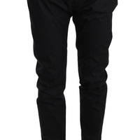 Black Cotton Stretch Formal Trousers Pants