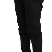 Black Cotton Stretch Formal Trousers Pants