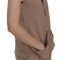Brown 100% Cotton Sleeveless Cardigan Top Vest