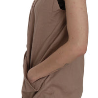 Brown 100% Cotton Sleeveless Cardigan Top Vest