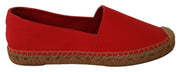 Red Flats Espadrilles Loafers Linen Shoes