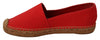 Red Flats Espadrilles Loafers Linen Shoes