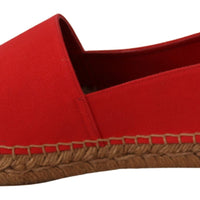 Red Flats Espadrilles Loafers Linen Shoes