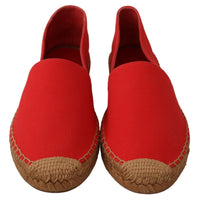 Red Flats Espadrilles Loafers Linen Shoes