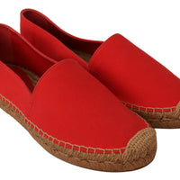 Red Flats Espadrilles Loafers Linen Shoes