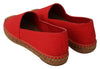 Red Flats Espadrilles Loafers Linen Shoes