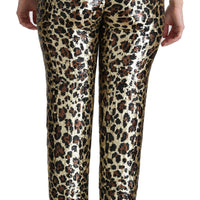 Brown Leopard Sequined High Waist Pants