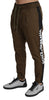 Brown Cotton Stretch Logo Sweatpants Pants