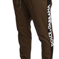 Brown Cotton Stretch Logo Sweatpants Pants