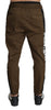 Brown Cotton Stretch Logo Sweatpants Pants
