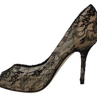 Gold Black Lace Stiletto Heels Pumps Shoes