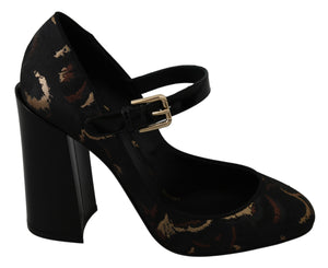 Black Mary Janes Jacquard Leather Shoes