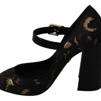 Black Mary Janes Jacquard Leather Shoes