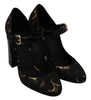 Black Mary Janes Jacquard Leather Shoes