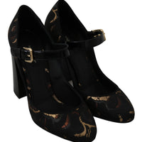 Black Mary Janes Jacquard Leather Shoes