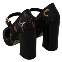 Black Mary Janes Jacquard Leather Shoes