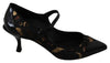 Black Mary Janes Jacquard Leather Shoes