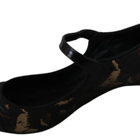 Black Mary Janes Jacquard Leather Shoes