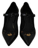 Black Mary Janes Jacquard Leather Shoes