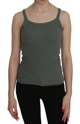 Green Spaghetti Strap Slim Fit Casual Tank Top Blouse