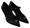 Black Mary Janes Jacquard Leather Shoes