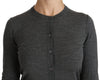Gray Long Sleeve Cardigan Sweater Wool  Top