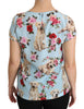 Blue Floral Labrador T-shirt Blouse Top