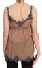 Brown Lace Spaghetti Strap Tank Top Blouse