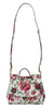 White Leather Peony Print Shoulder Purse SICILY Bag