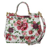 White Leather Peony Print Shoulder Purse SICILY Bag