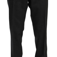 Gray Striped Slim Fit 3 Piece Wool Suit