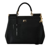 Black Leather #dgfamily Patch Shoulder Borse SICILY Bag