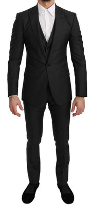 Gray Striped Slim 3 Wool MARTINI Suit