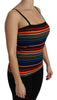 Black Striped Sleeveless Blouse Tank Cotton Top