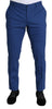 Blue Wool Skinny Formal Trouser Dress Pants