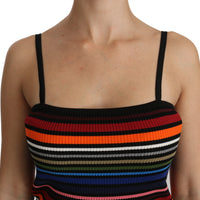 Black Striped Sleeveless Blouse Tank Cotton Top