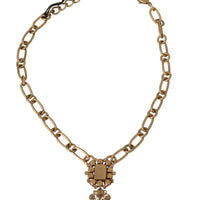Gold Brass Multicolor Crystals Big Cross Pendant Necklace