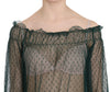 Green Mesh See Through Long Sleeve Top Blouse