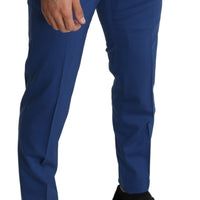 Blue Wool Skinny Formal Trouser Dress Pants