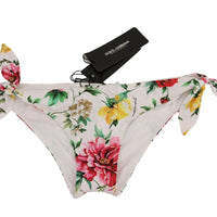 White Floral Swimsuit Bottom Bikini Beachwear