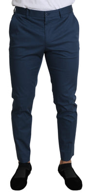 Blue Cotton Slim Fit Formal Trouser Pants