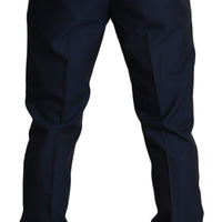Dark Blue Polyester Skinny Trouser Pants