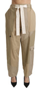 Beige High Waist Straight 100% Cotton Pants