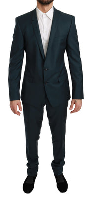 Blue Wool Slim Fit 2 Piece GOLD Suit