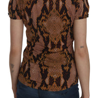 Snake Skin Print Short Sleeve Top T-shirt