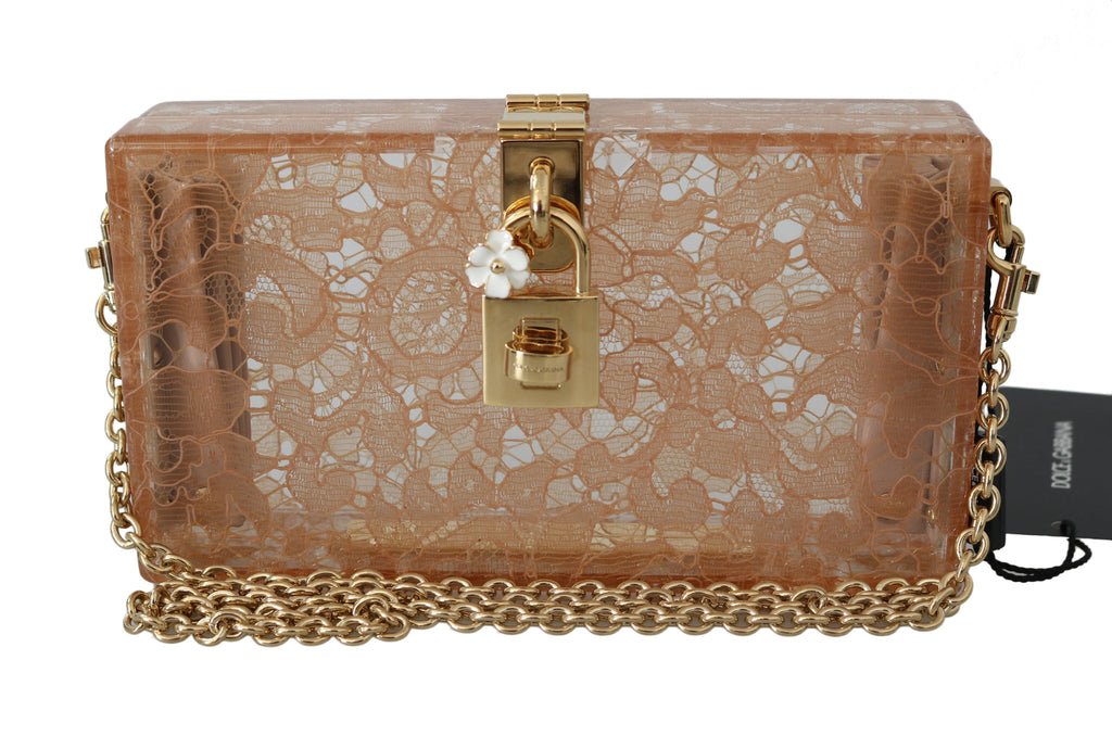 Beige Plexiglass Taormina Lace Clutch Borse Bag BOX