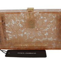 Beige Plexiglass Taormina Lace Clutch Borse Bag BOX