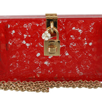 Red Plexiglass Taormina Lace Clutch Borse Bag BOX