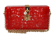 Red Plexiglass Taormina Lace Clutch Borse Bag BOX